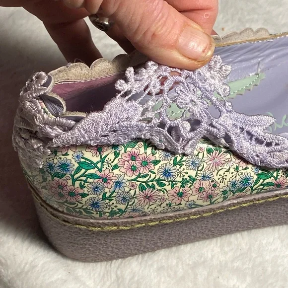 NWOT Irregular Choice platform ballet flats,lilac/mint floral,lace,flower, 7.5 - Picture 14 of 16